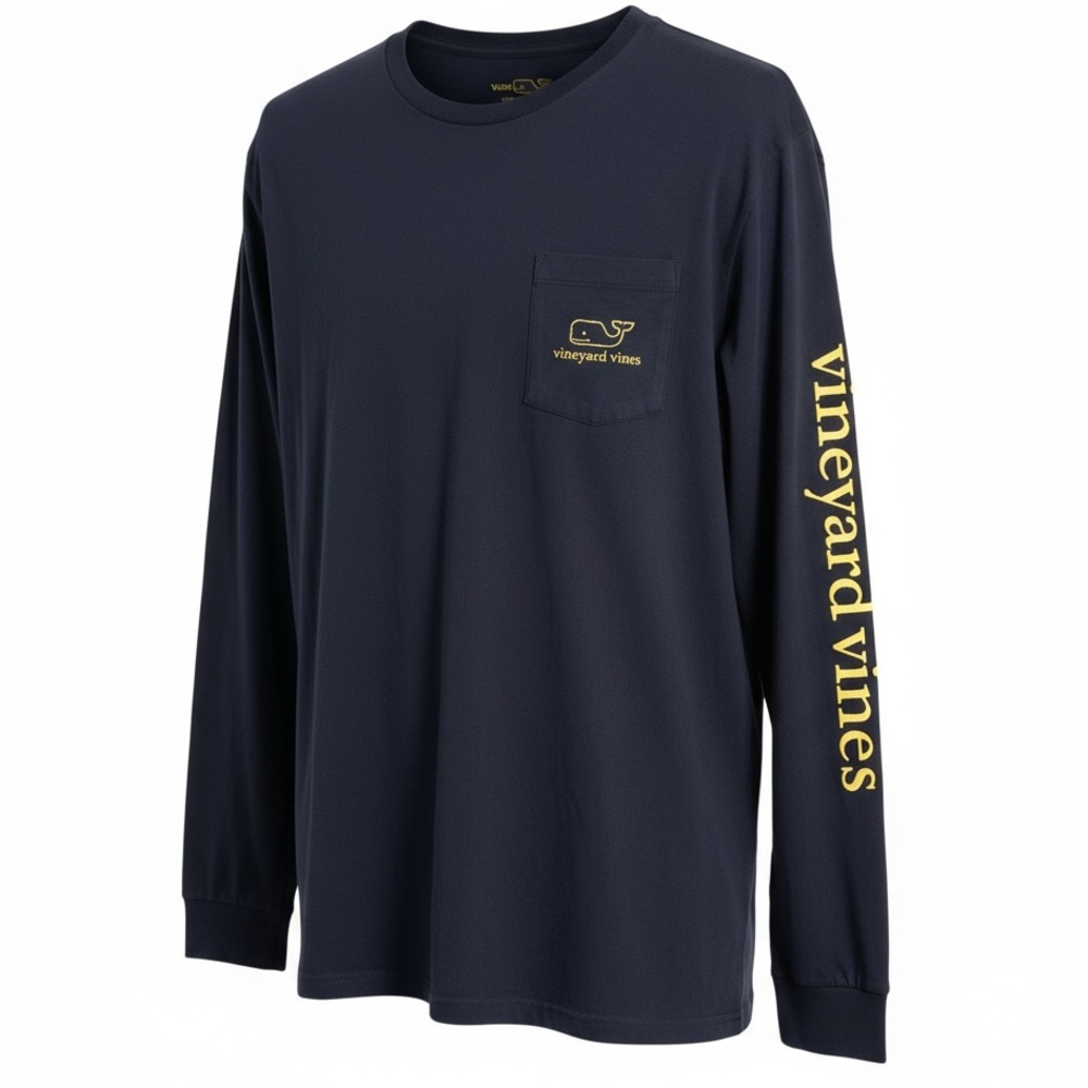 Vineyard Vines Men’s Long Sleeve T-Shirt Size Large Blue Michigan Spellout